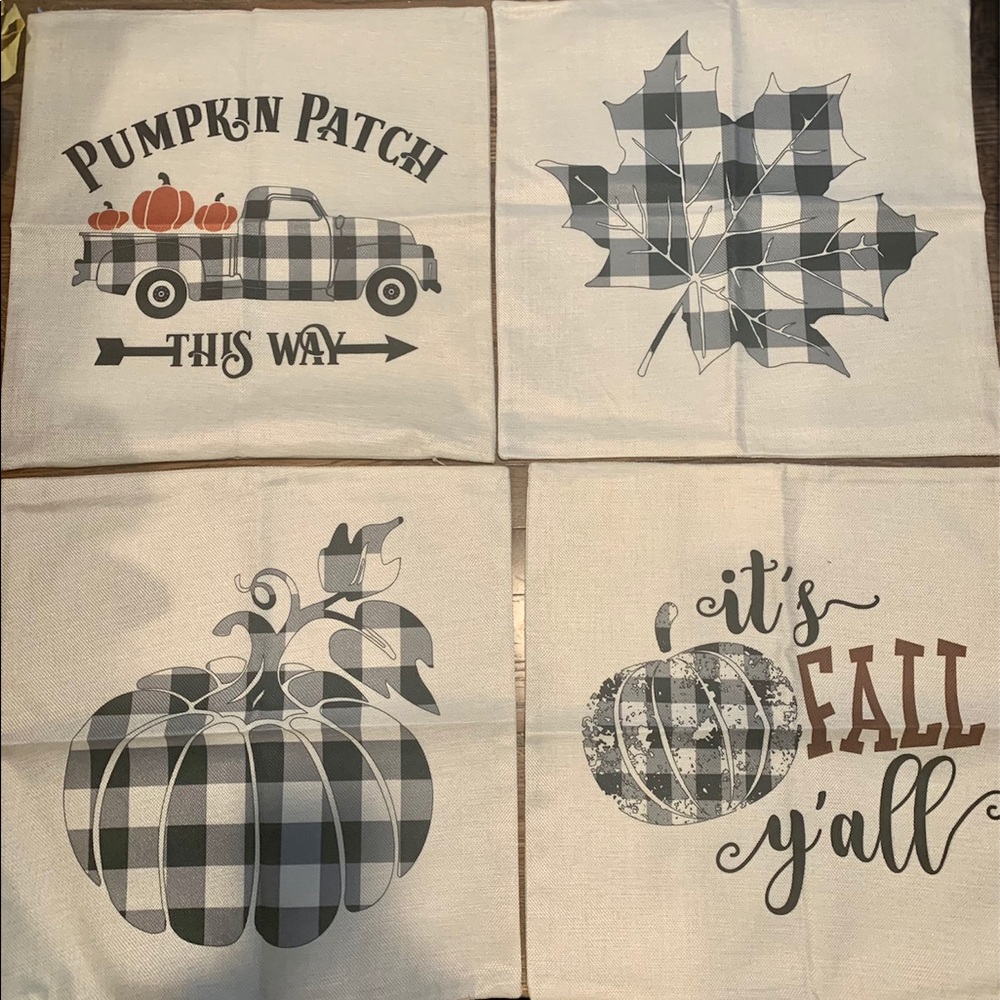 Fall Buffalo Plaid Pillow Covers Set Of 4 New
